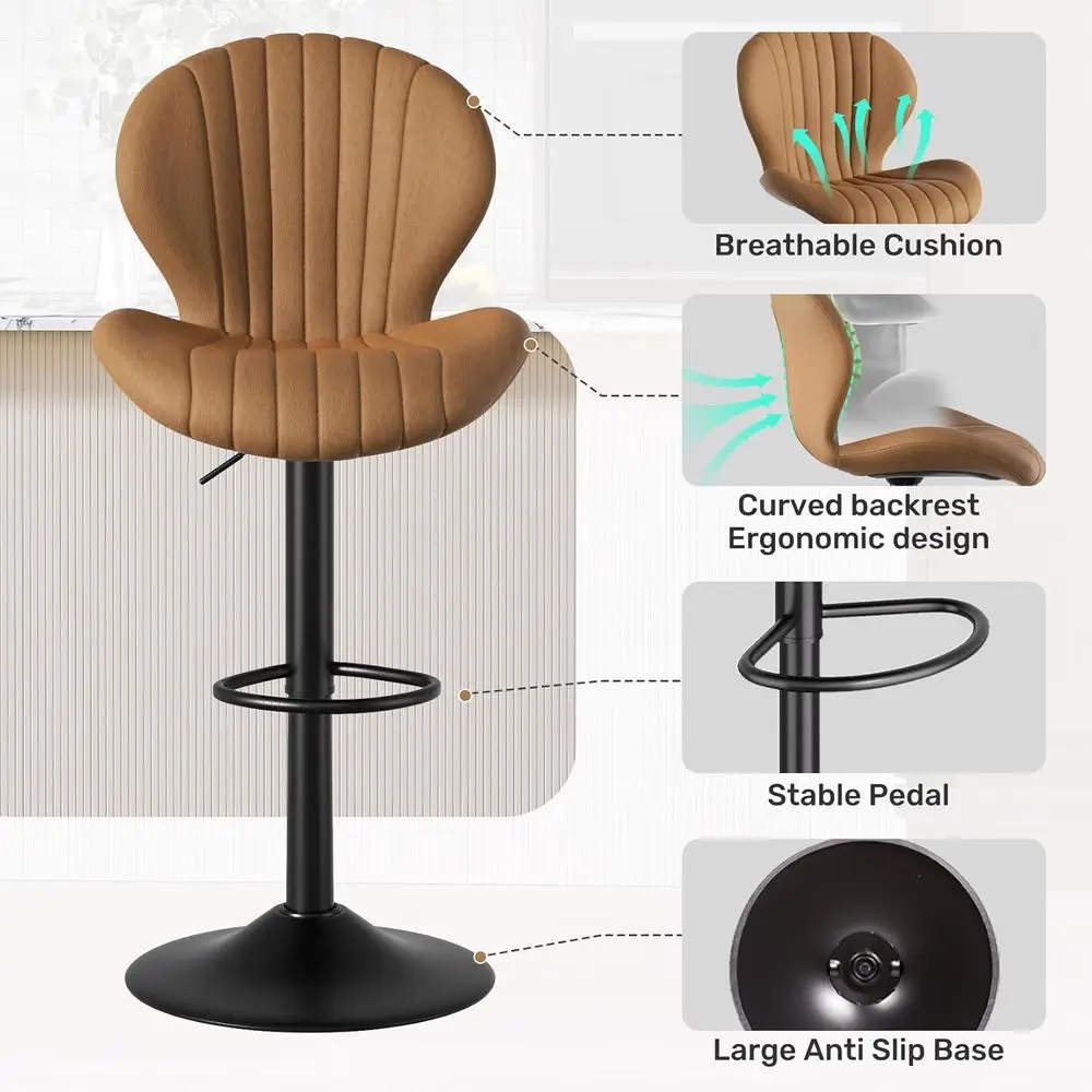 Swivel Bar Stools Set of 2, High Backrest Counter Height Chairs, Padded Seats, Easy Assembly for Kitchen Island or Dining Room ( - view 5
