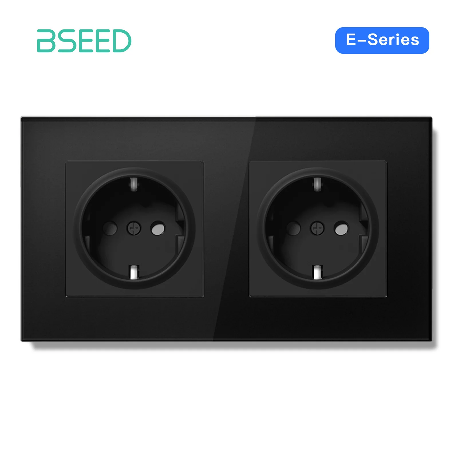 BSEED 16A EU Socket E Series 86mm Double Power Outlets Triple Electric Sockets Crystal Glass Wall Socket White Black Gold Gray view 3