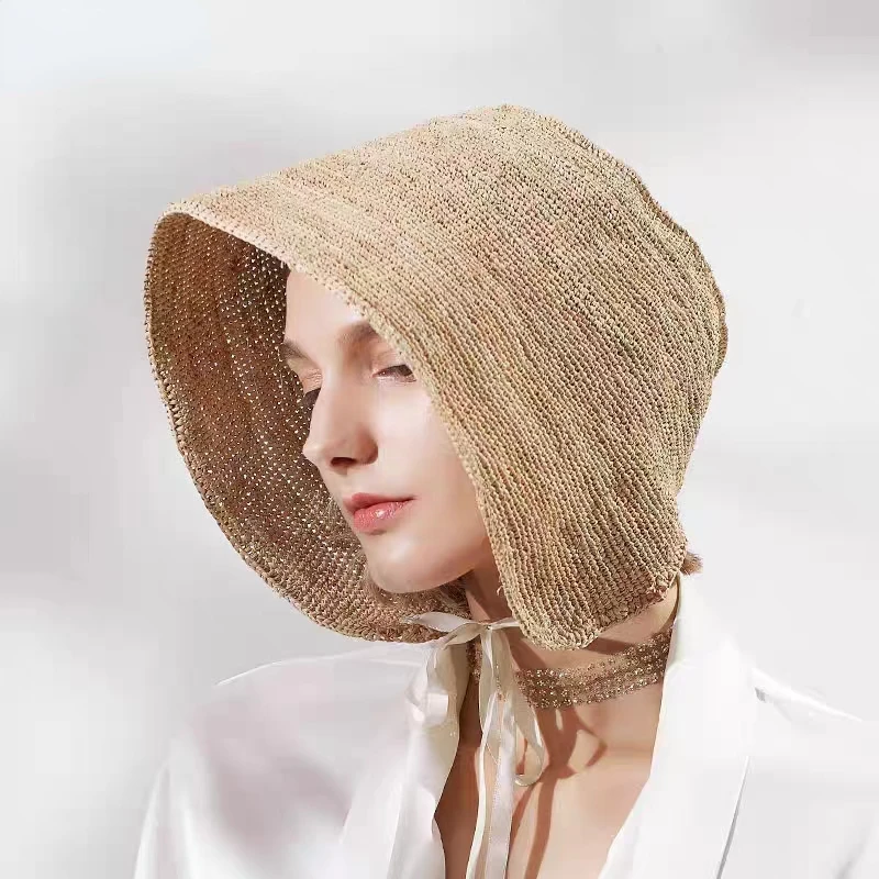 

Designer Luxury Raffia Lanyard Bucket Hats Summer Autumn Women's Fashion Breathable Sunscreen Panama Straw Basin Hat Wholesale