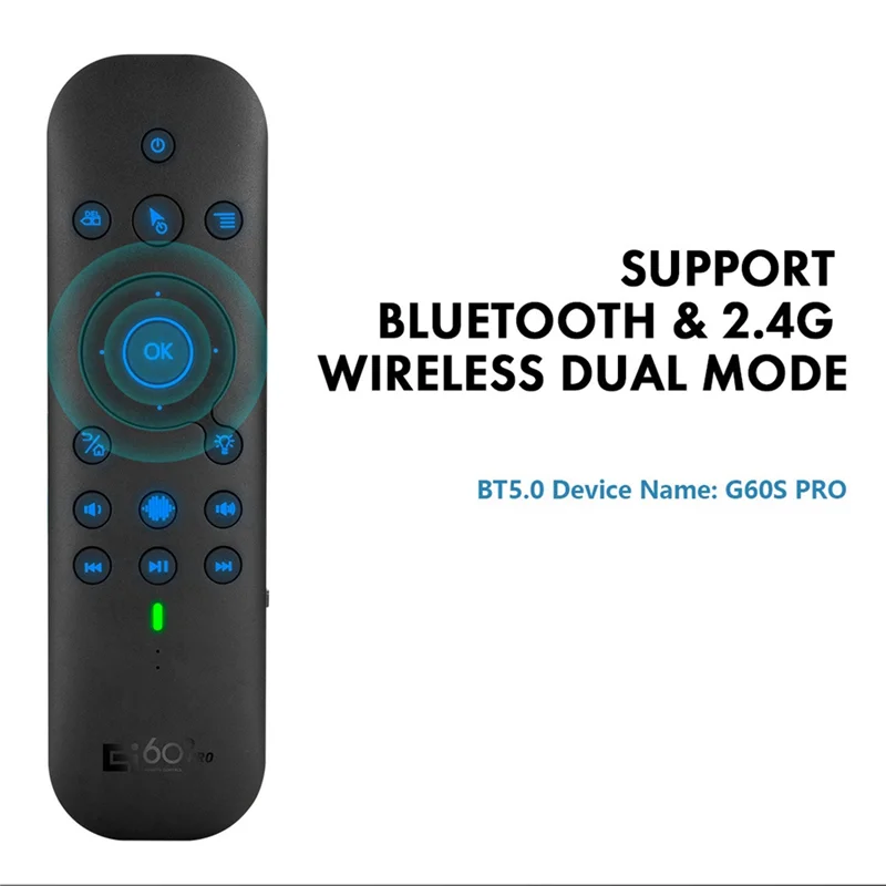 AS95-G60S PRO BT Remote Suara Bahasa Inggris + Lampu Latar Suara Rusia 2.4G Bluetooth Remote Mode Ganda untuk Proyektor Kotak TV Android