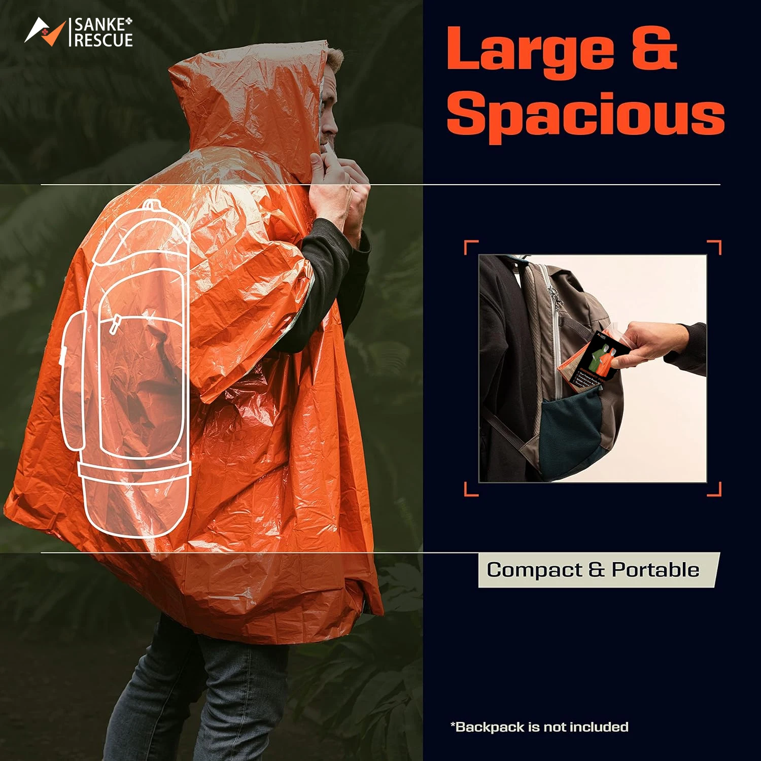 Emergency Rain Poncho Thermal Blanket Poncho Weather Proof Outdoor Survival Camping Gear Survival Gadgets