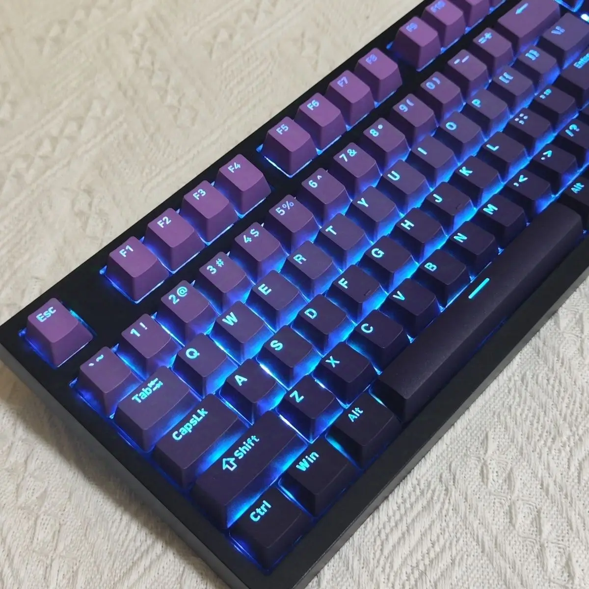 

130 Keys OEM Profile PBT Double Shot Keycaps Gradient Violet Shine Through RGB Backlit Keycaps for MX Switches Gaming Keyboards