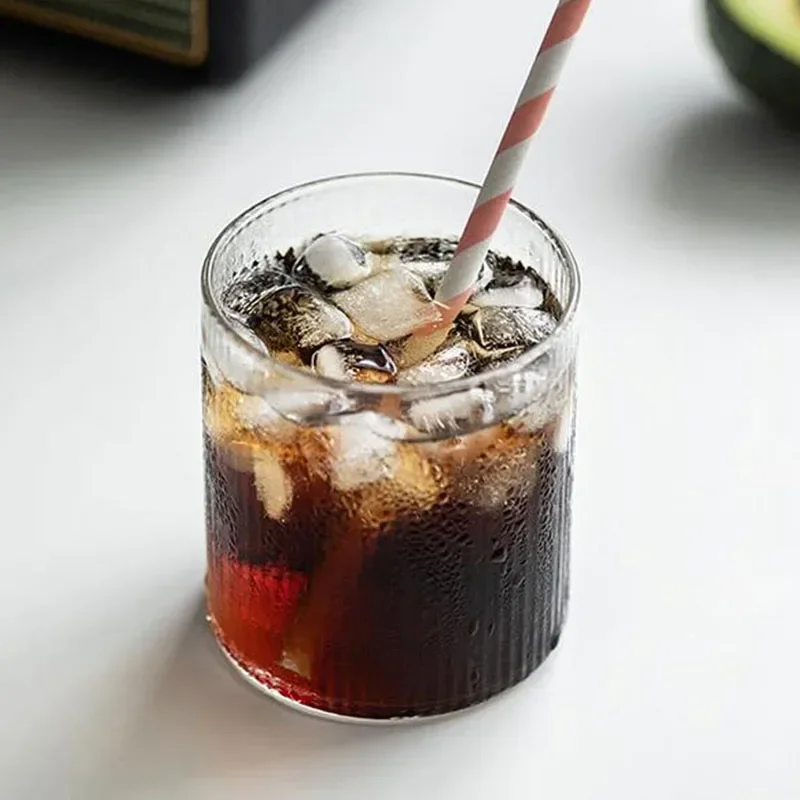 300ml Large Nordic Ripple Glass Cups Transparent Whiskey Glasses High Temperature Tea Water Drink Milk Juice Coffee Beer Mug Set