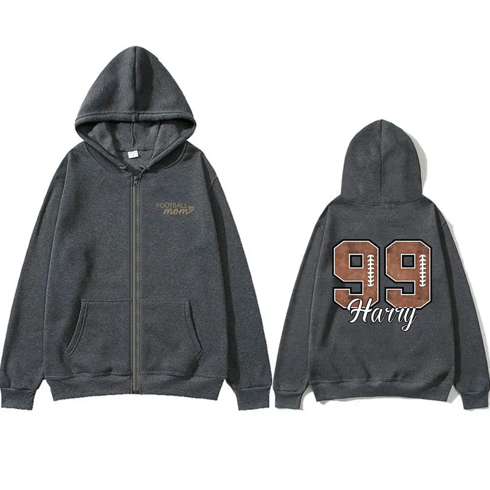 Football Mom Zipper Hoodie Male Fashion Streetwear Men Women Casual Oversized Sports Zip Up Jacket Unisex Fleece Cotton Hoodies