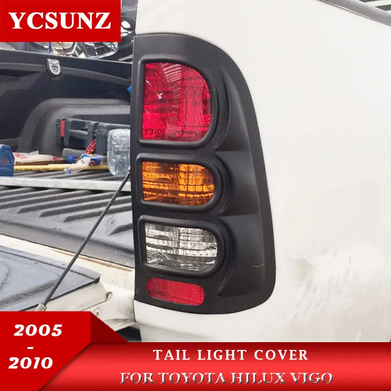 ABS Black Rear Lights Cover For For Toyota Hilux Vigo 2005 2006 2007 2008 2009 2010 Accessories Car Tail Light Lamp Hood YCSUNZ