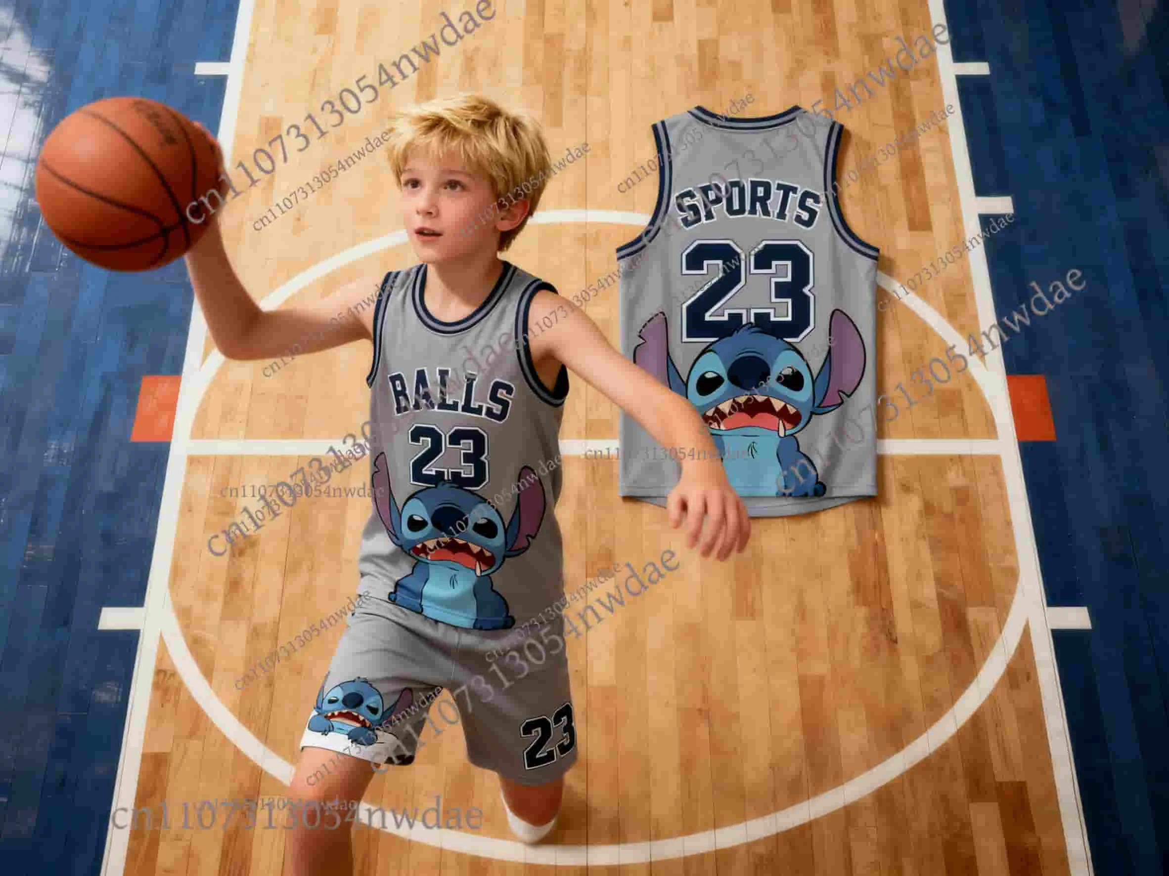 

New Arrival Stitch Kid-Loved Basketball Tracksuit 2-Piece (Training Wear) - 3D Printed, For Adults & Kids, Soft Sports-Friendly