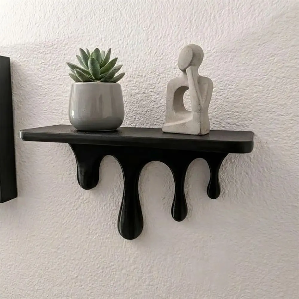 3D Printed Drip Floating Shelf Wall-Mounted Stable Melting Wall Shelf Irregular Shape Artistic Wall Storage Rack Living Room