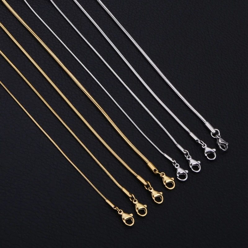 Stainless Steel Snake Necklace Charm Jewelry for Men Fast Fading Insensitive Chain 1MM To 2MM Hip Hop Trend Wear Boy's Gif