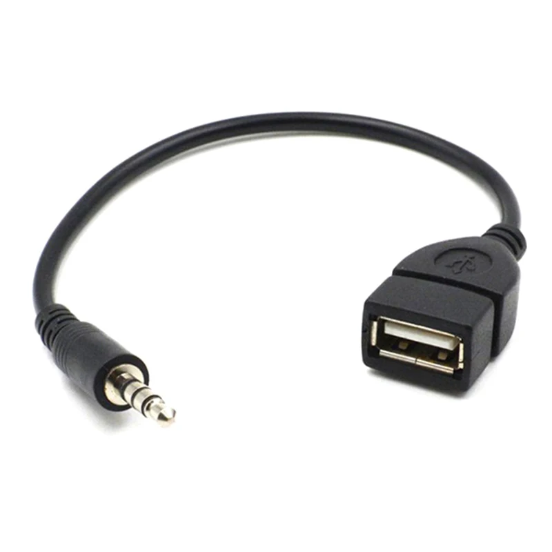 New Car MP3 Player Converter 3.5 mm Male AUX Audio Jack Plug To USB 2.0 Female Converter Cable Cord Adapte