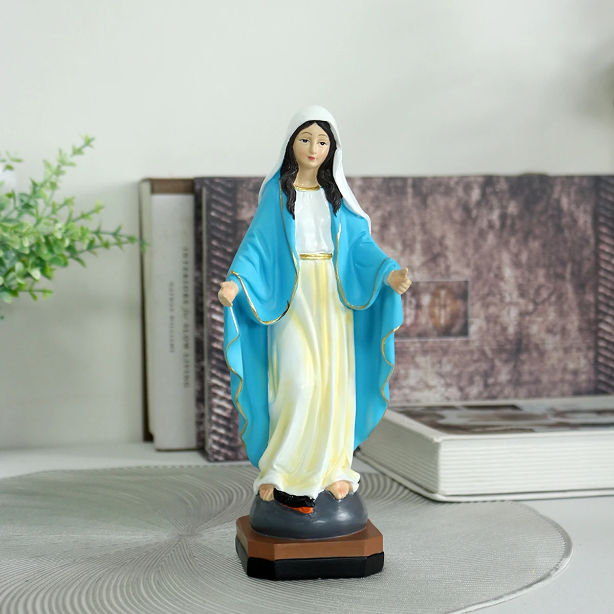 قطعة واحدة من تمثال مريم العذراء - 8.34 بوصة زينة صلاة منزلية لسيدة الرحمة الإلهية، ديكورات حفلات المنزل لعيد الميلاد #3