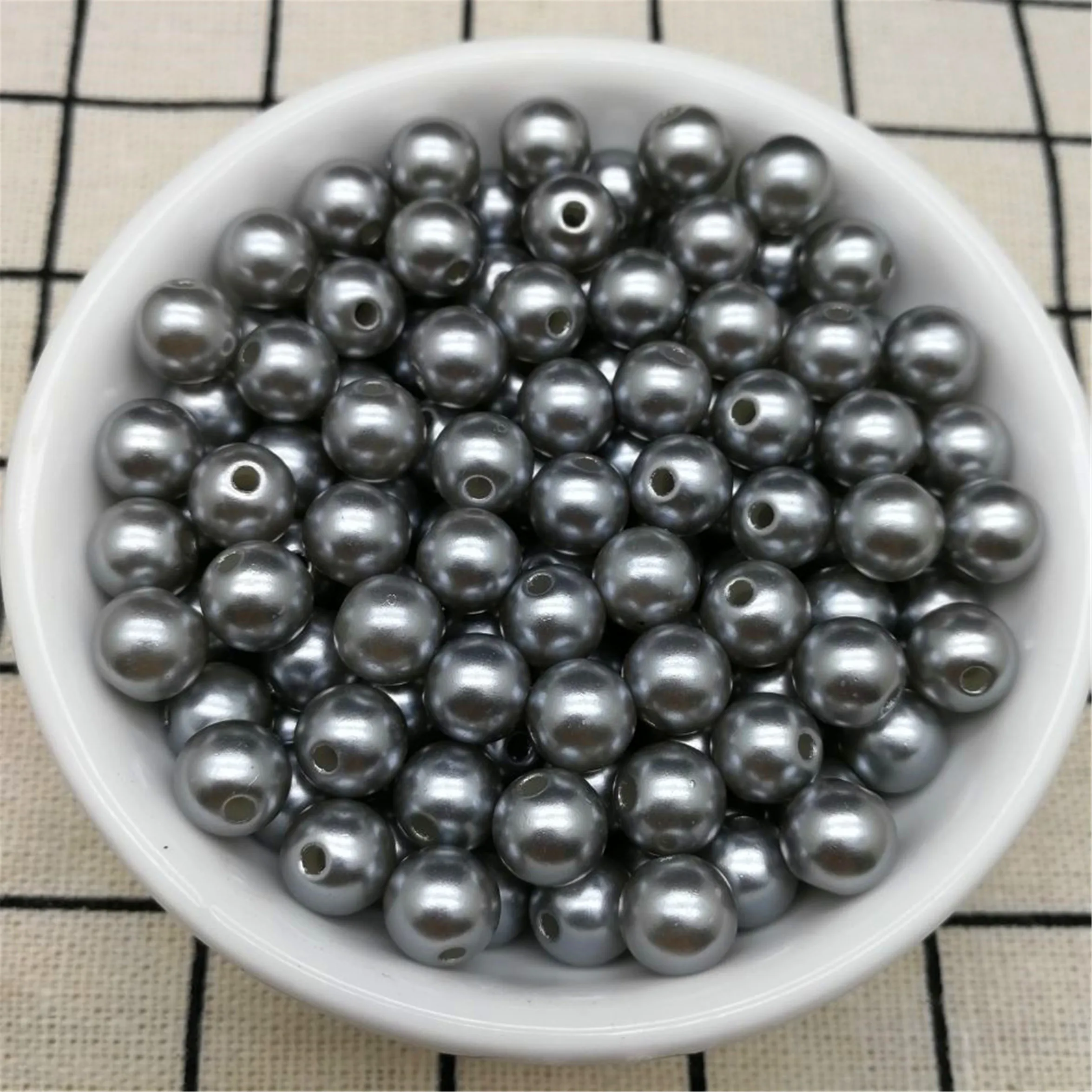 4/ 6/ 8/ 10mm Grey Imitation Pearls Acrylic Round Pearl Spacer Loose Beads Jewelry Making ZZ02