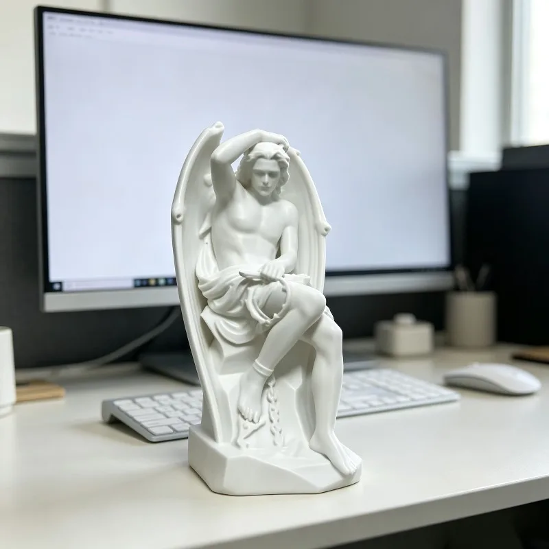 3D Printing Lucifer Six Winged Blaze Angel Figure Holy Light Plastic Sculpture Office Desktop Ornament Decor
