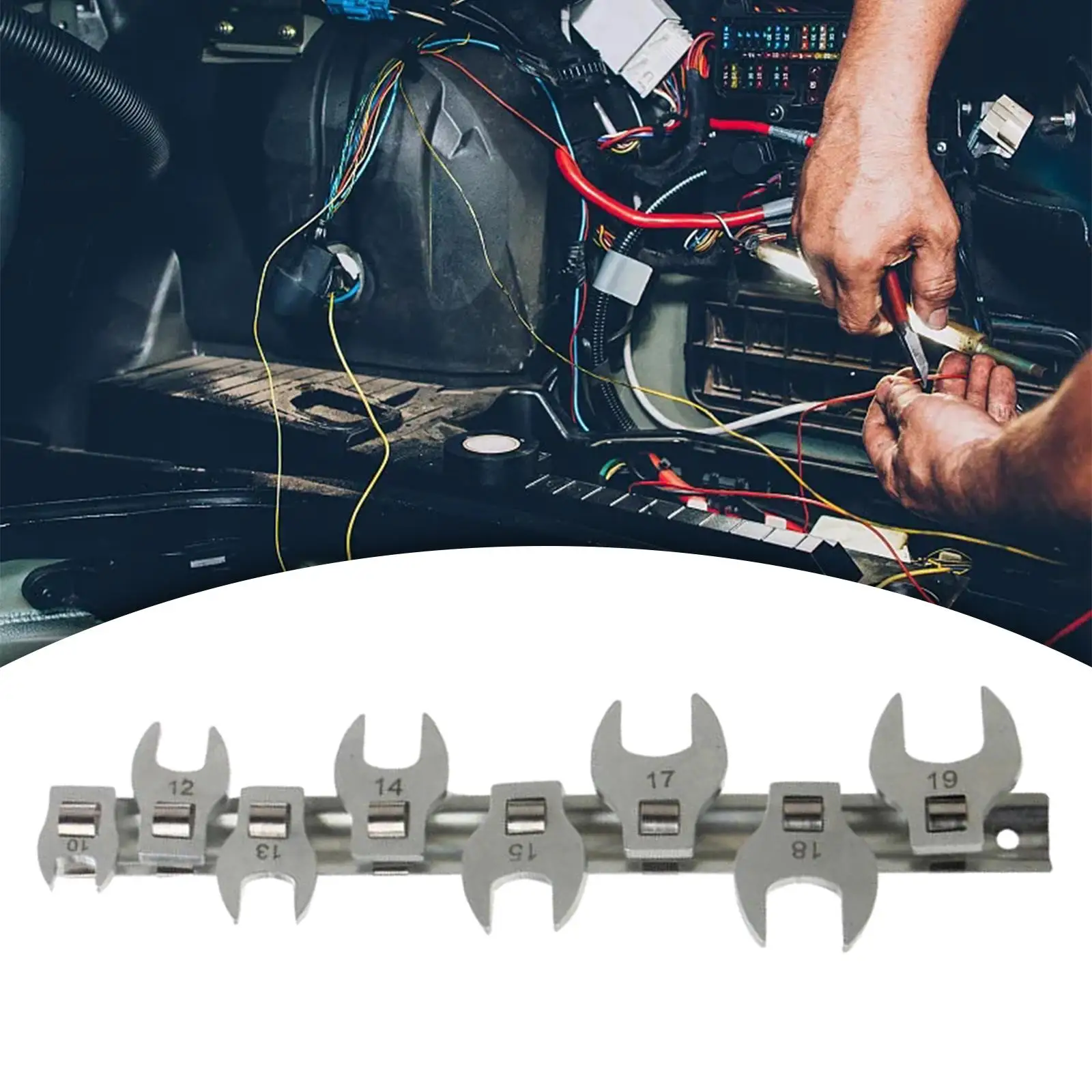 

8Pcs 3/8 inch Drive Crowfoot Wrench Set Easy to Use Crow Foot Open Spanner