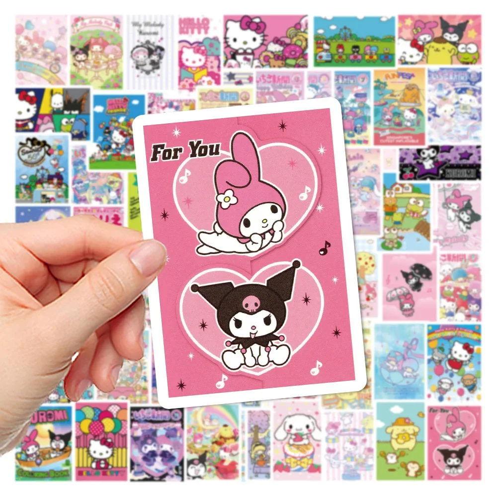 10/30/62 pçs kawaii sanrio anime poster adesivos minha melodia olá kitty dos desenhos animados adesivo de vinil decalques diy papelaria mala telefone