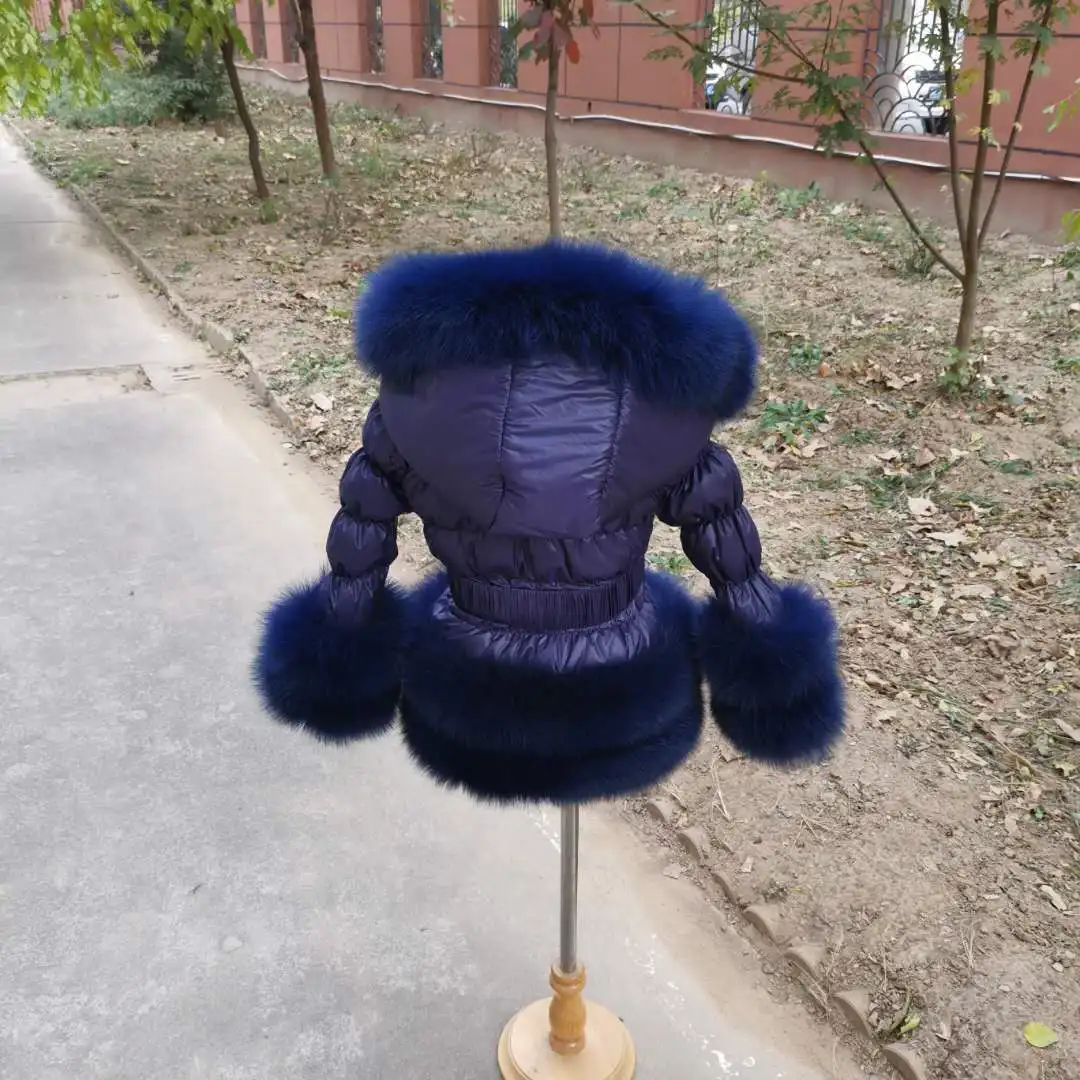 D14 Custom Ladies And Children Size Puffer Jacket With Real Fox Fur Down Coat