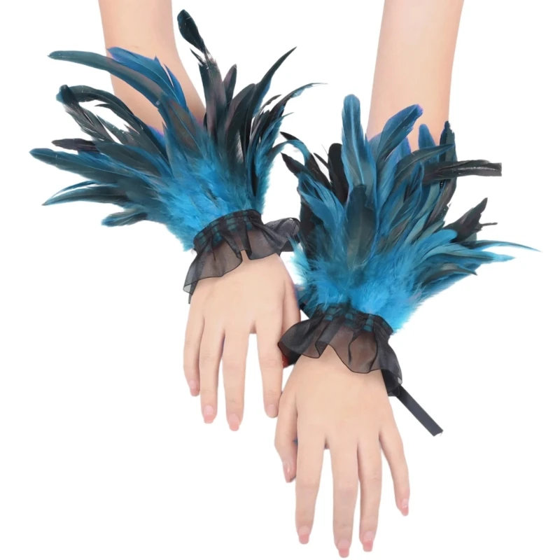 Mangas de brazo con plumas étnicas, accesorios para disfraz de Cosplay, ropa de brazo para fiesta de carnavales
