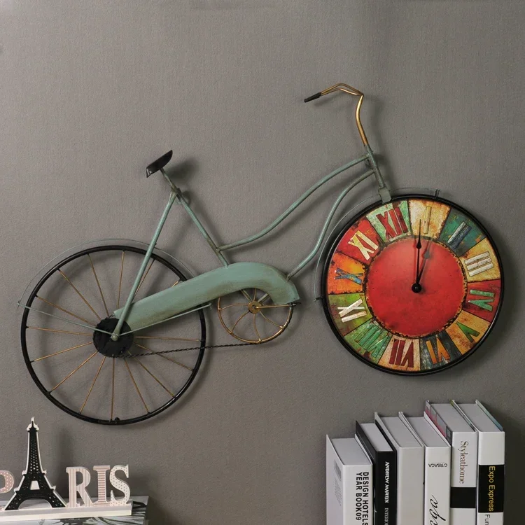 Retro Bike Wall Clock Modern Metal Silent Living Room Creative Wall Decoration Bar Clocks Wall Home Decor 3D Motorcycle Clocks