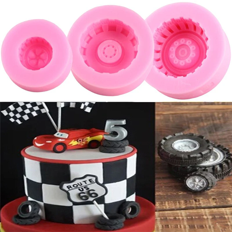 

3D Car Tyre Shape Silicone Molds DIY Fondant Cake Decorating Tools Candy Chocolate Gumpaste Moulds