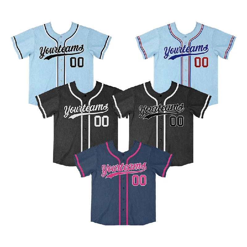 

Custom Baseball Jerseys Personalized Denim for Men Women Boy Wholesale Baseball Shirts Stitched Name Number Logo