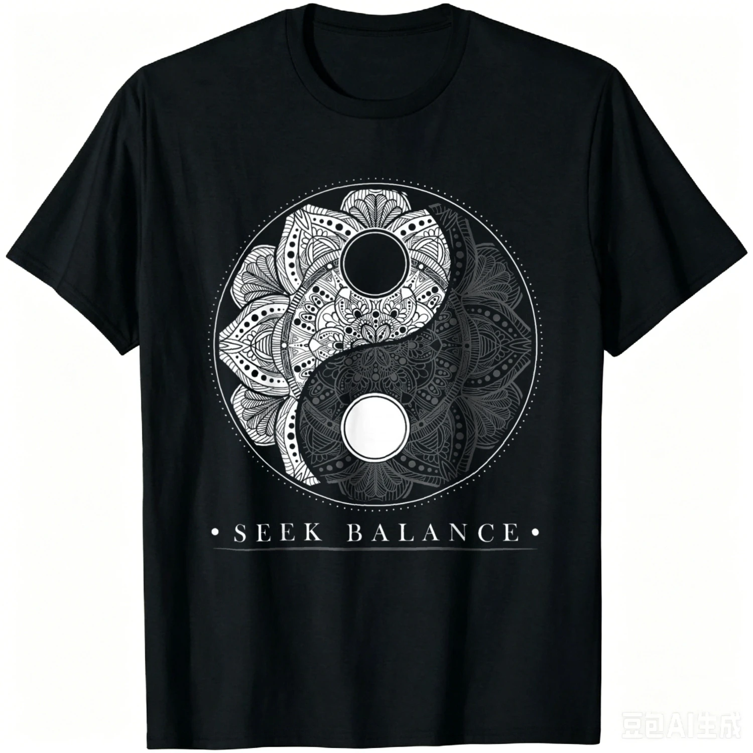 Yin Yang Mandala Seek Balance Native American Shaman T-Shirt Cotton Mens Clothing Tops Casual Graphic T Shirts Ropa Hombre