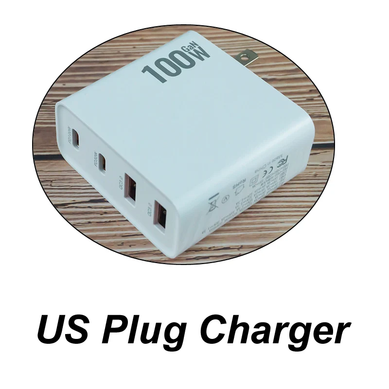 100W 20V 5A 4 Port GaN Wall Charger USB Type-C PD QC 3.0 Quick Fast Charging Station  For MacBook iPhone Xiaomi Laptop  Phone