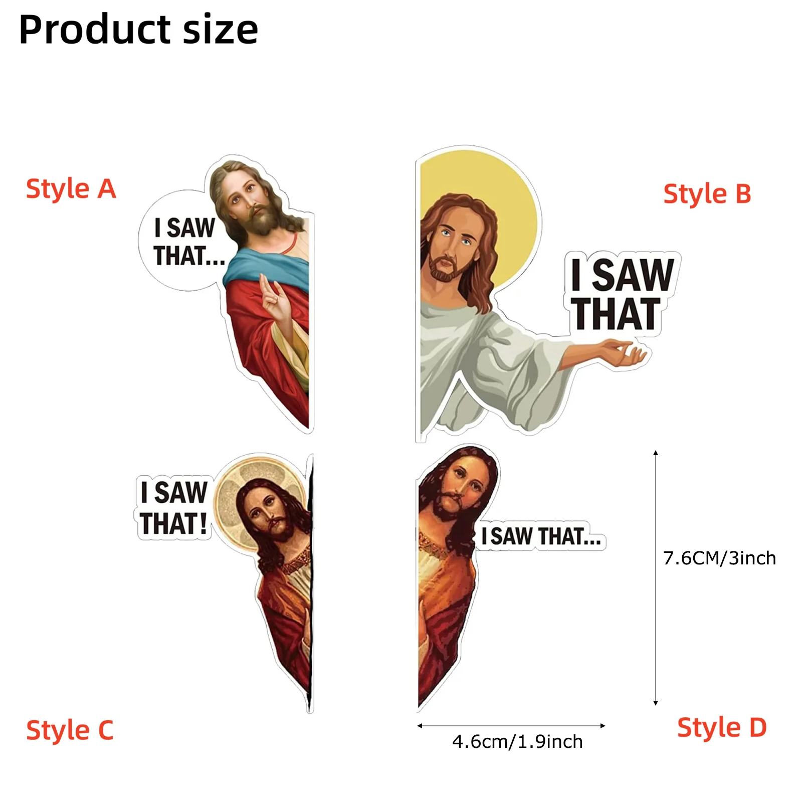 3pcs Jesus I Saw That Stickers 3In Funny Jesus Stickers Car Window Laptop Skateboard Water Bottle Guitar Computer Room Decor