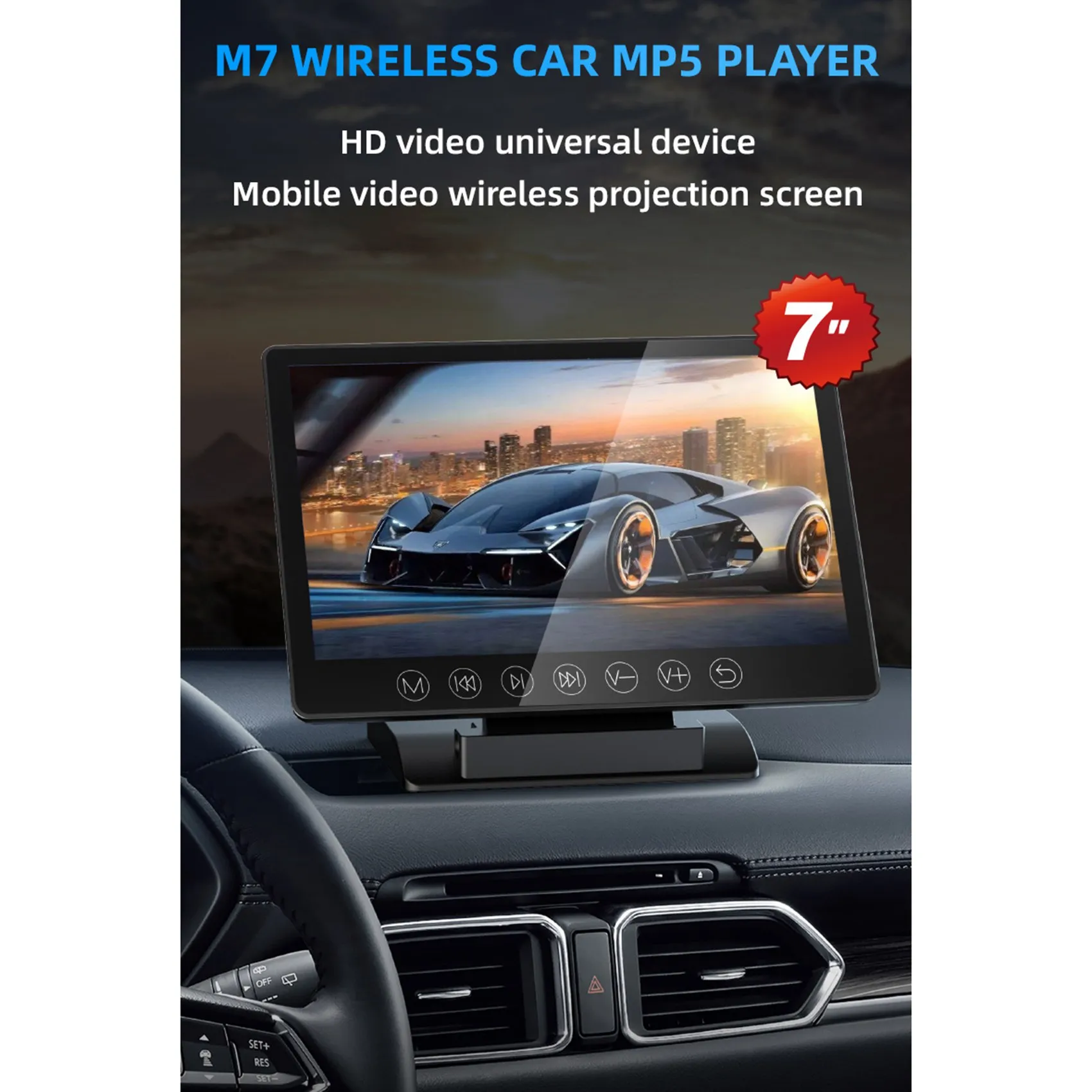 7-Zoll-Autoradio Autoradio Stereoempfänger FM TF HD MP5-Player Autoradio Drahtloser Projektor Videoplayer für Autos