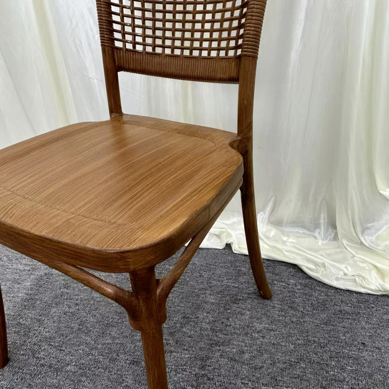 Brown Wedding Furniture Stackable Rental Event Back Rattan Plastic Wedding Hotel Dining Chair