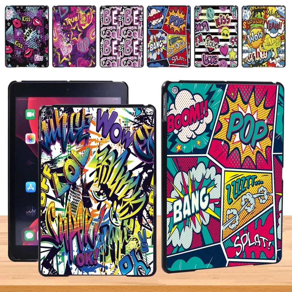 

For Apple IPad 8 2020 8th Gen 10.2" A2270 A2428 A2429 A2430 Anti-fall Graffiti Art Pattern Plastic Tablet Protective Case+Stylus