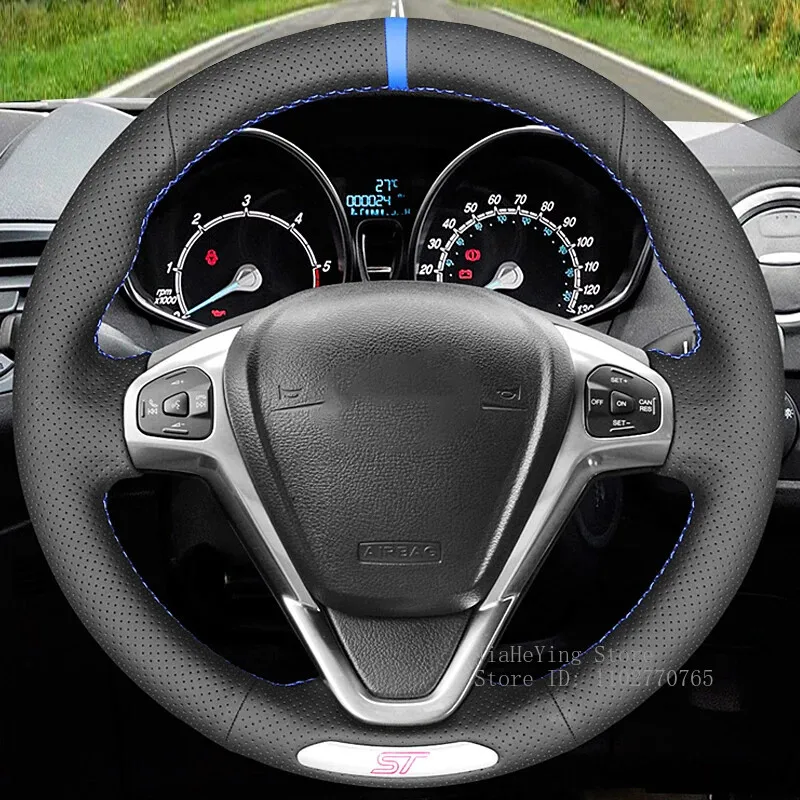 

DIY Custom Artificial Leather Hand-stitched Steering Wheel Cover For Ford Fiesta ST 13-2018 Interior Decoration Accessories