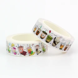 NEW 1PC 10M Decor Kawaii Coffee Cups and Juice Drinks Washi Tape Set for Scrapbooking Journaling Masking Tape Cute Stationery
