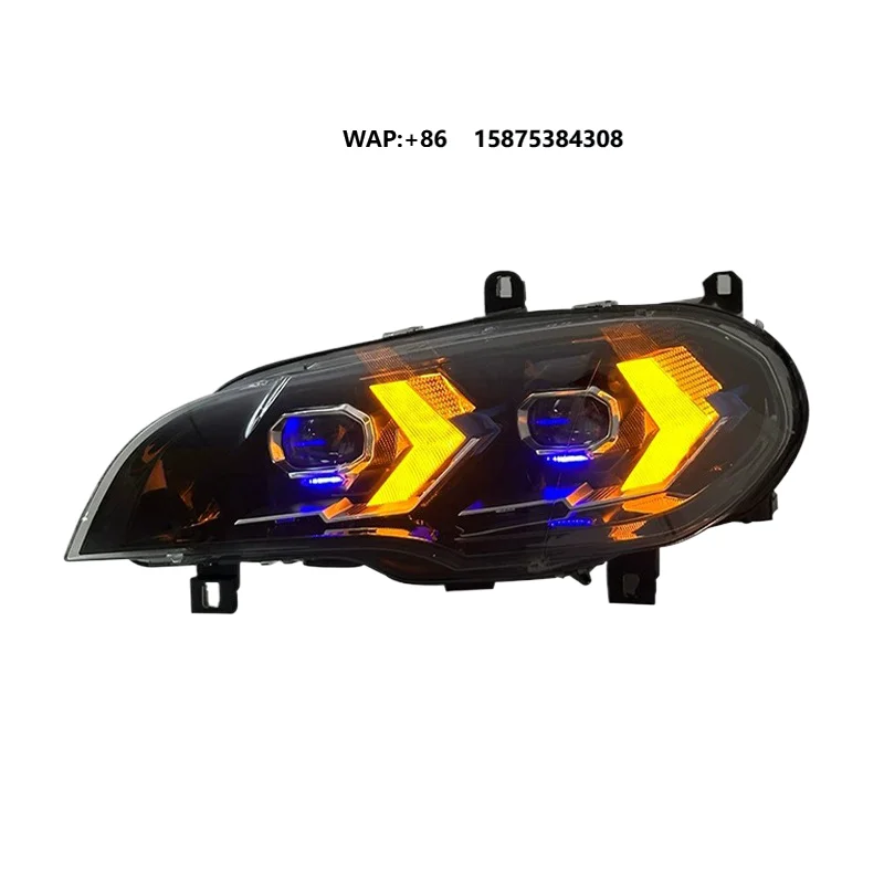 2007-2013 For X5 Headlight Assembly E70 Headlamp Arrow Style Dual Mode Daytime Running Light Old-to-New Upgrade