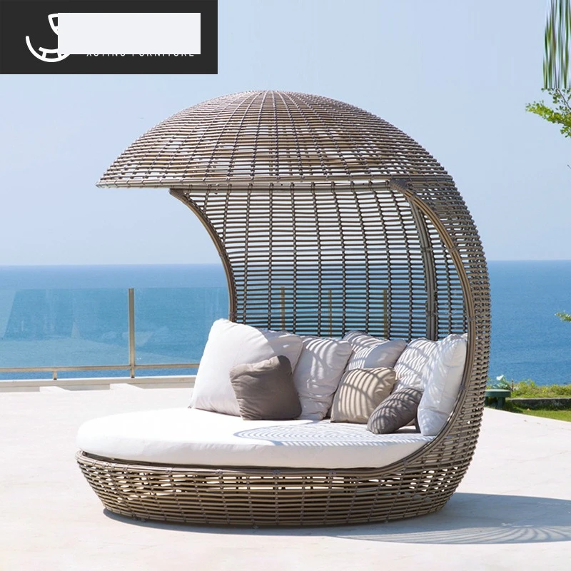 

Outdoor leisure large bird's nest rattan chair sofa combination garden courtyard large floor-to-ceiling beach couch rattan furni