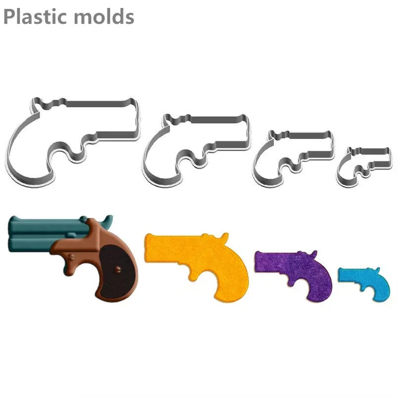 Four Specifications Cartoon Hot Weapon,Early Pistol,Plastic Mold,Cake Fondant Tools,Cookie Sushi and Fruits Cutters