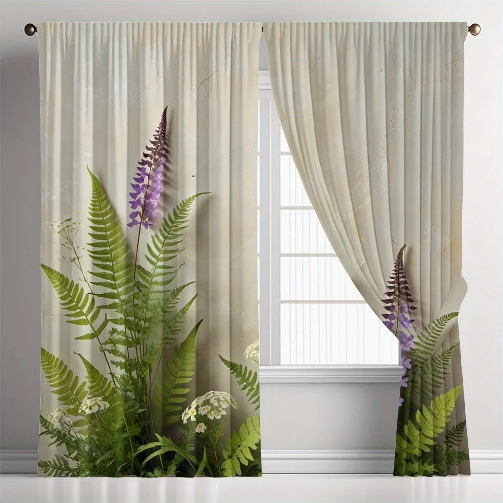 Luxury Botanical Floral Curtains Greenery Leaf Pattern Boho Drapes for Window Home Living Room Decor