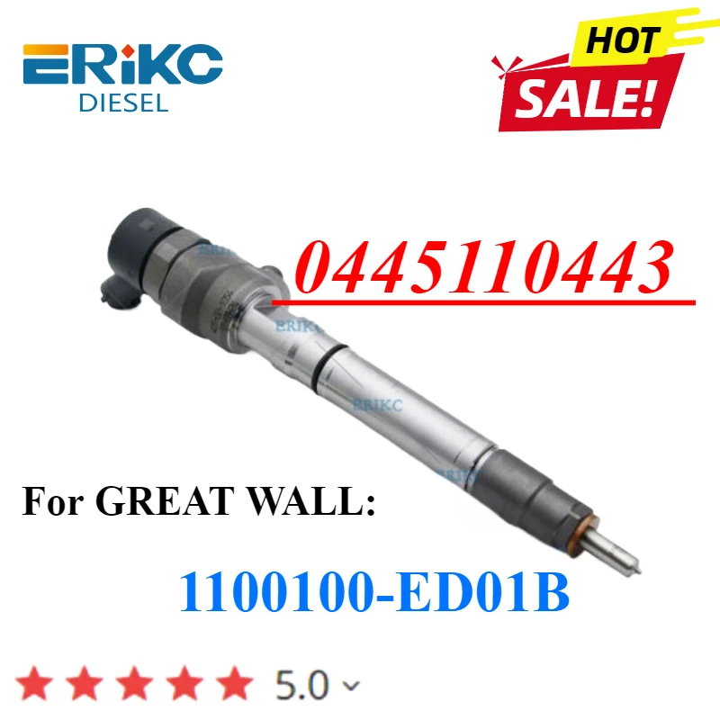 0445110443 Common Rail Diesel Fuel Injector 0 445 110 443 for GREAT WALL HAVAL H3 H5 H6 WINGLE 5 6 GWM STEED V200 1100100ED01B