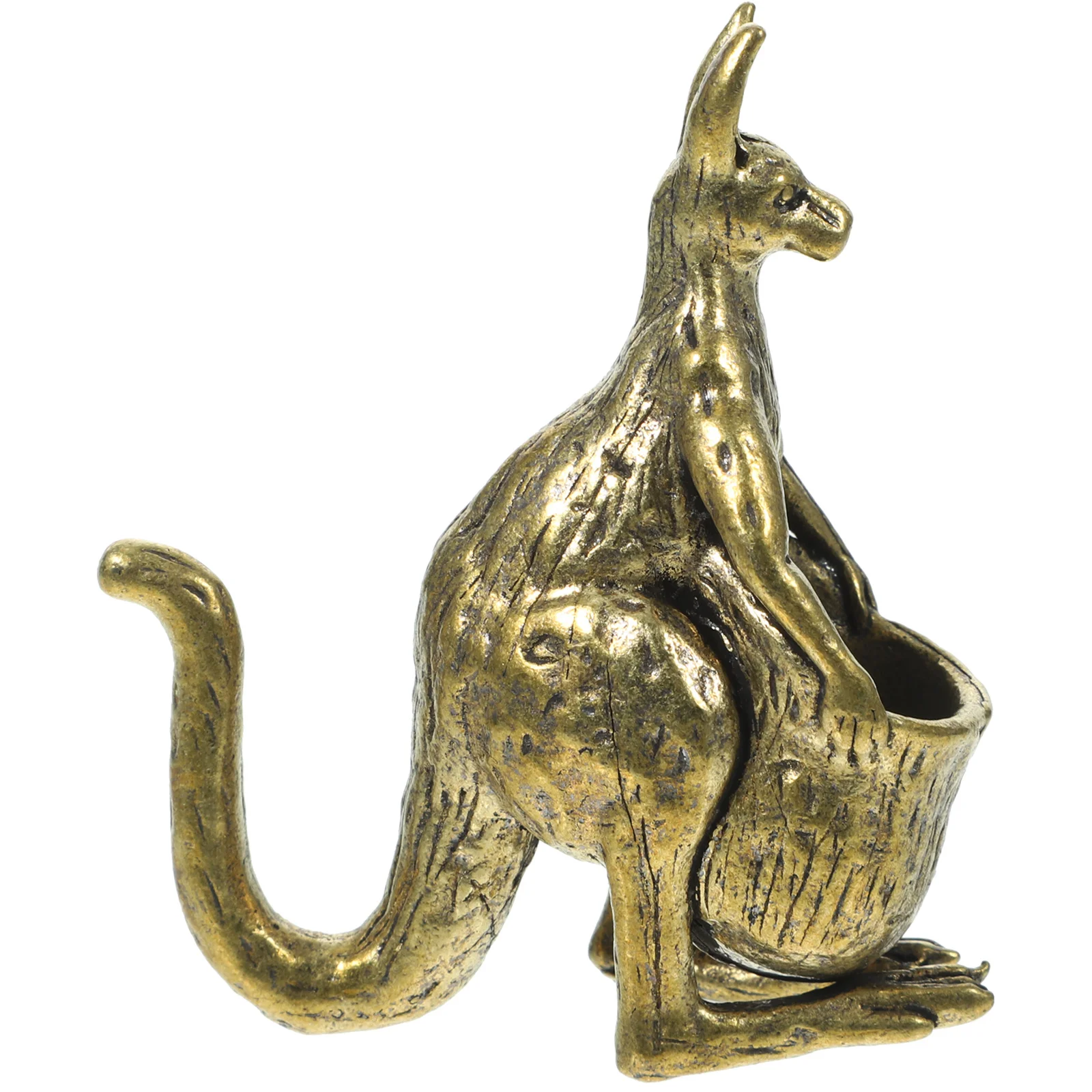 

Exquisite Copper Kangaroo Tabletop Ornament Home Office Decor Mini Tea Pet Animal Shaped Desktop Adornment Craft