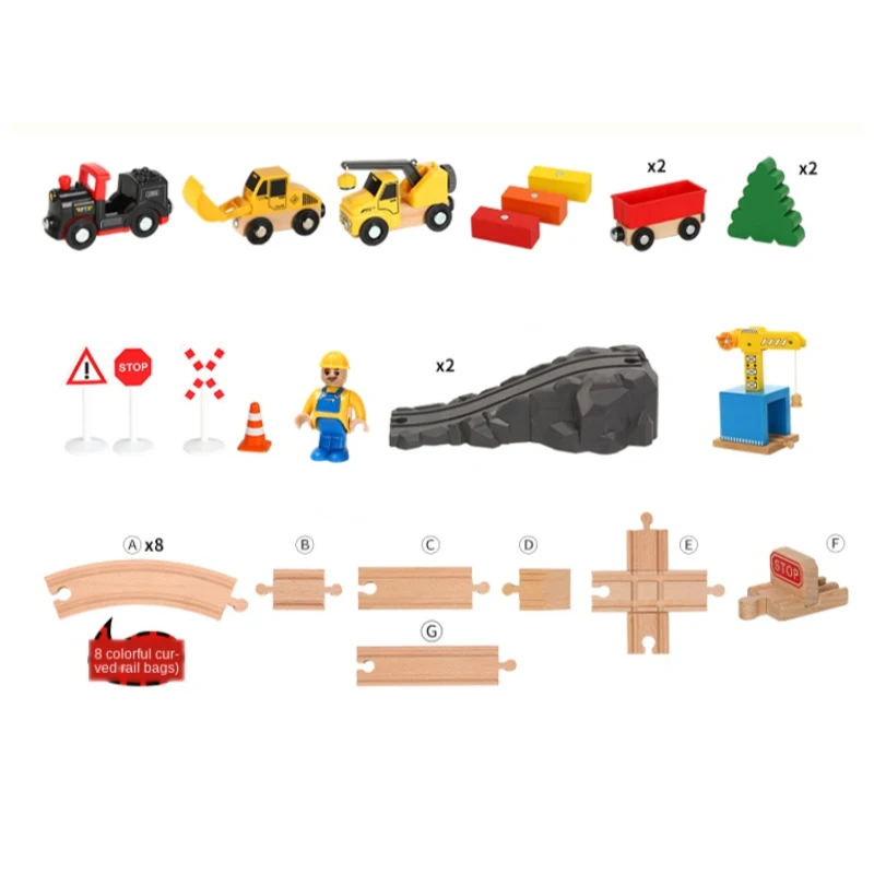 Treno Pista di Legno Giocattolo Auto Combinazione Bambino 1:64 Miniera Sito Ferroviario Trasporto Compatibile Con Tracce di Legno Nuovo Stile Regalo PD72