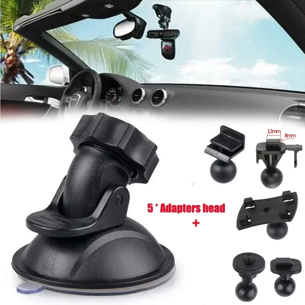 Support de caméra de tableau de bord à ventouse pour voiture avec 5 types d'adaptateurs, support rotatif pour pare-brise de voiture pour caméra DVR et caméscope – NOUVEAU MODÈLE