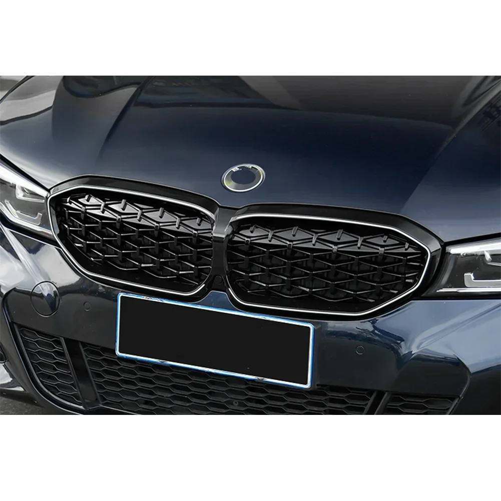 Diamond Front Racing Upper Radiator LED Grills For BMW G20 G28 3 Series 320i 325i 330i M340i 325Li xDrive M LCI Grille 2019-2022