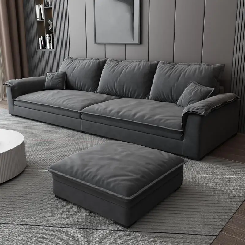 Gray suede corner sofa comfortable and durable home living room sofa