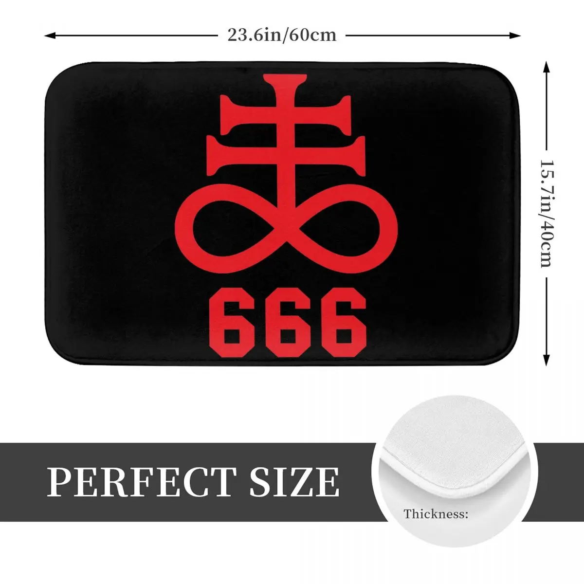 Leviathan Cross Satan 666 Baphomet Satanic Symbols Anti-slip Doormat Floor Mat Carpet Rug for Kitchen Entrance Home Footpad Mats