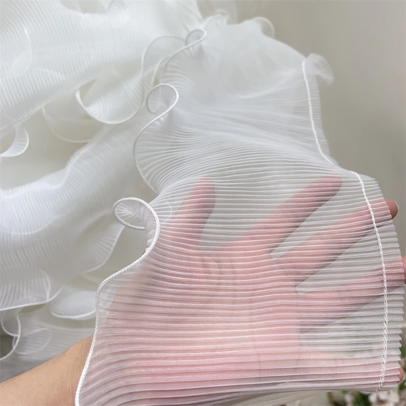 Tulle Pleated Mesh Lace Fabric for Sewing, Needlework Frilled Ribbon, Dresses Collar, Hemline Ruffles Trim, DIY Guipure Decor