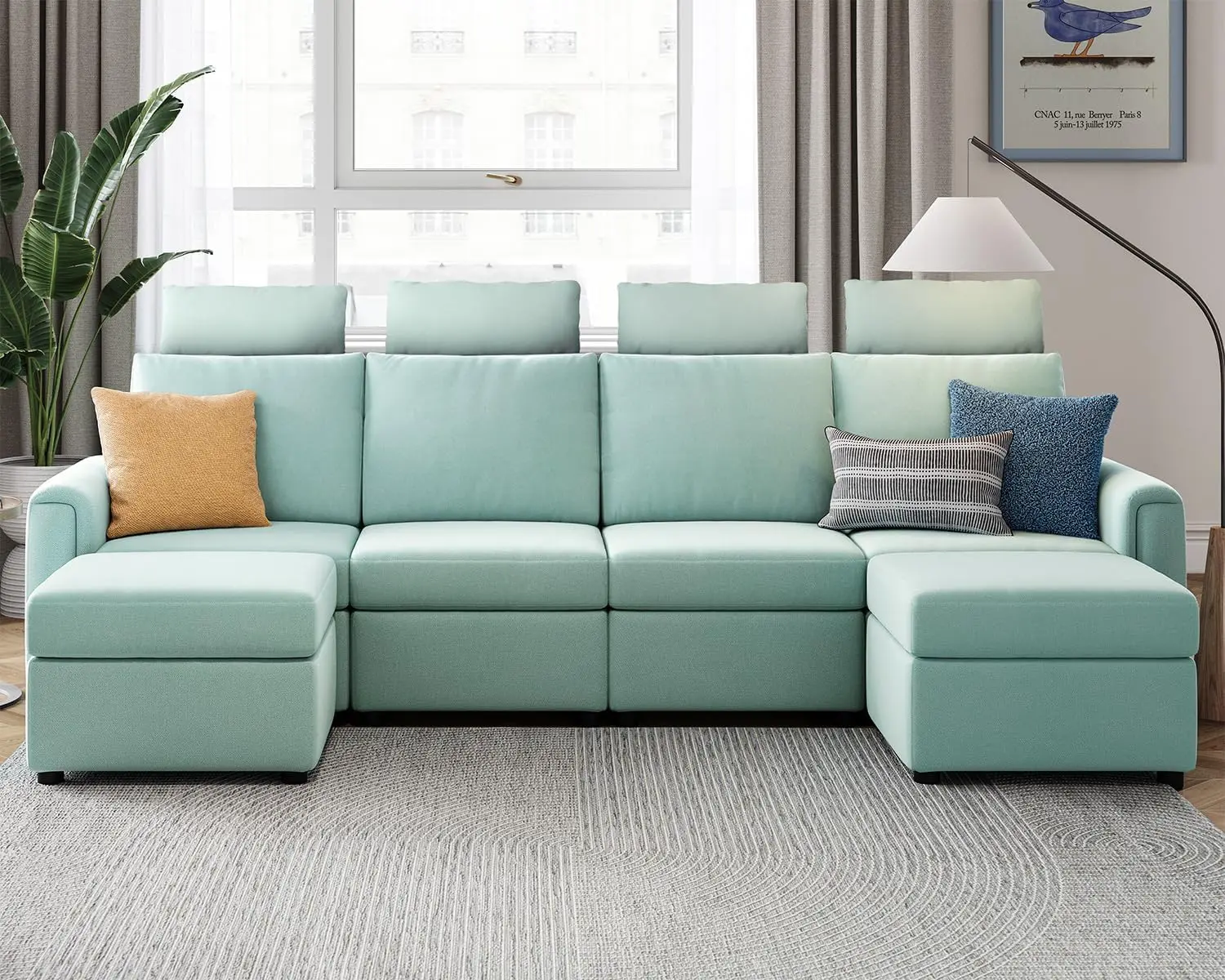 

Modular Sectional Sofa, Upgraded High Back Sectional Couch with Headrests, Sleeper Sofa with Storage, Sofa Covers Removable