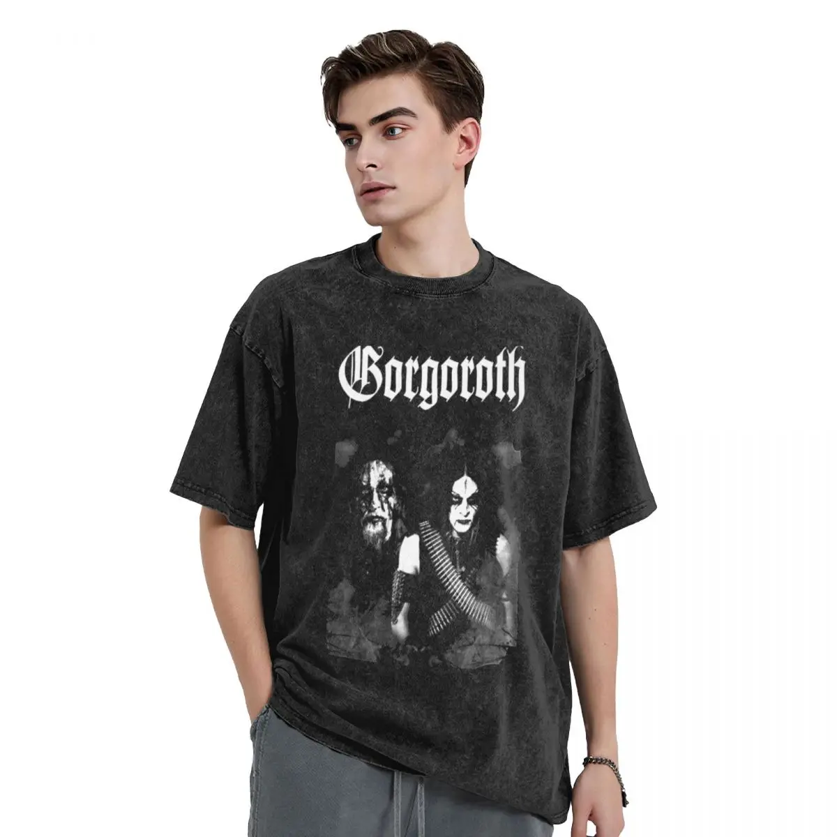 Men Women's T Shirt Gorgoroth Black Metal Band Washed T-Shirts Leisure Beach Tee Shirt Vintage Printed Cotton Tops Gift Idea