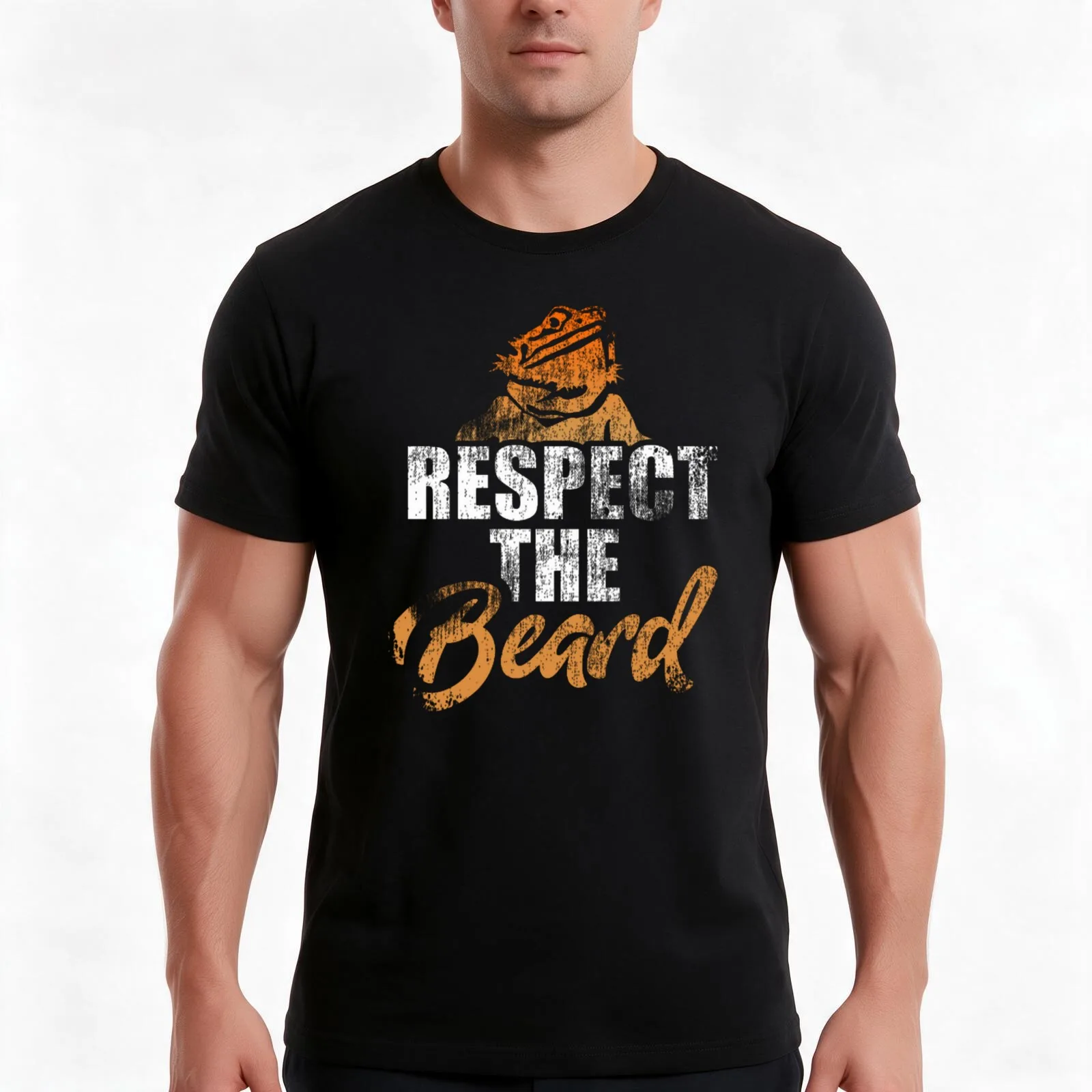 Respect The Beard T-Shirt, Summer Casual Cotton Tee, Oversized Streetwear Tops, Vintage Graphic Print, Loose Fit Short Sleeve