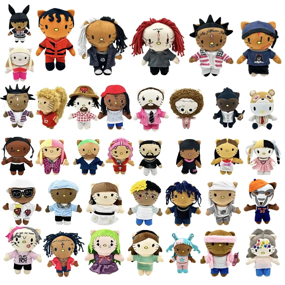 

Новинка 2025 года, плюшевая игрушка Hello Kitty Eminem xxxtentacion Frank Ocean, кукла с одеждой, мягкие плюшевые игрушки, коллекционные подарки для фанатов