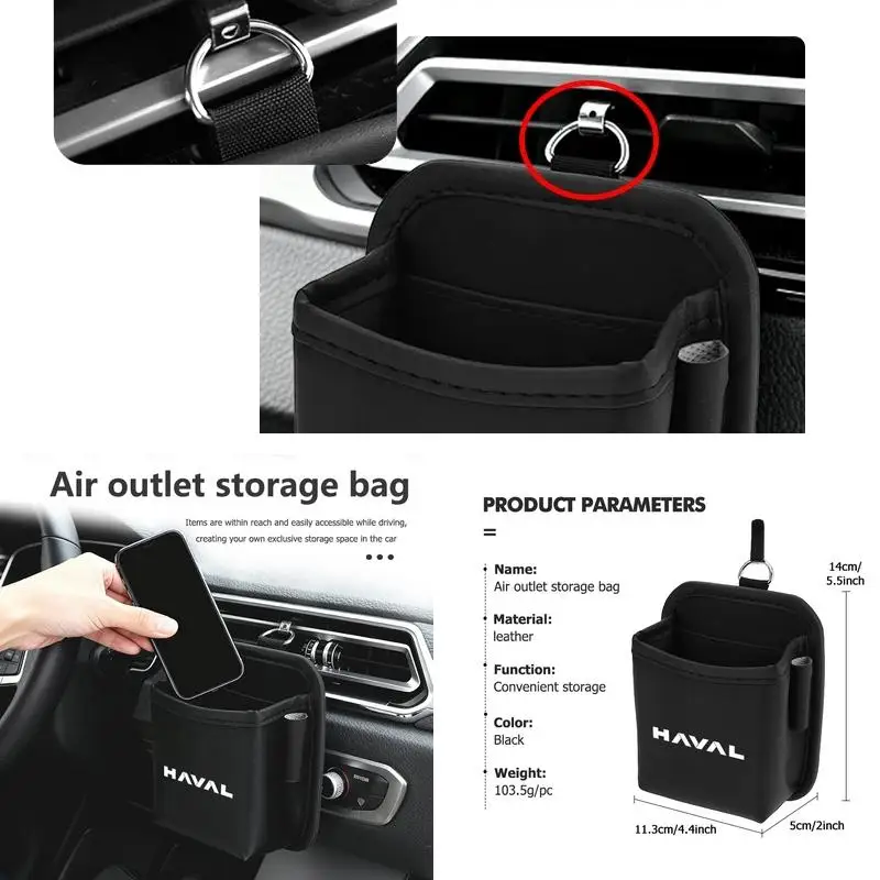 Air Vent Hanging Storage Bag Car Dashboard Organizer for Haval Dargo H6 H9 M6 F7 F7X, Air Outlet Small Things Storage Holder Acc