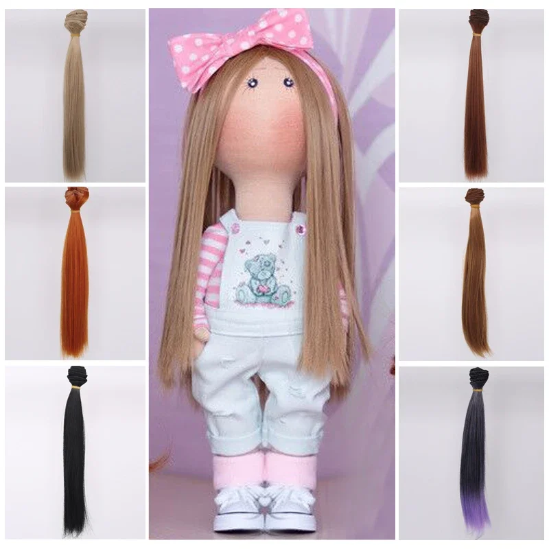 Doll Hair 25cm Heatresistant Wire Straight Doll Hair Extension DIY Toys Wig Accesories