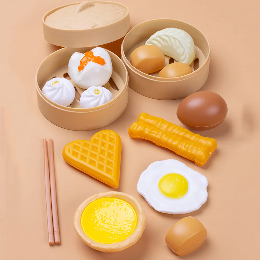 58 Pcs Kitchen Toys Happy Childhood Steamed Buns Gift Chinese Style Breakfast Playing House Plastic